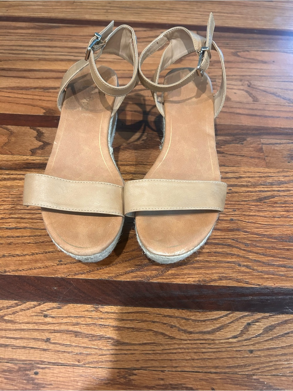 me too Neutral Tan Ankle-Strap Espadrille Sandals